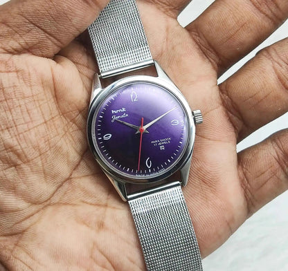 HMT Janata English Purple Dail 17 Jewels Mechanical Handwinding 0231