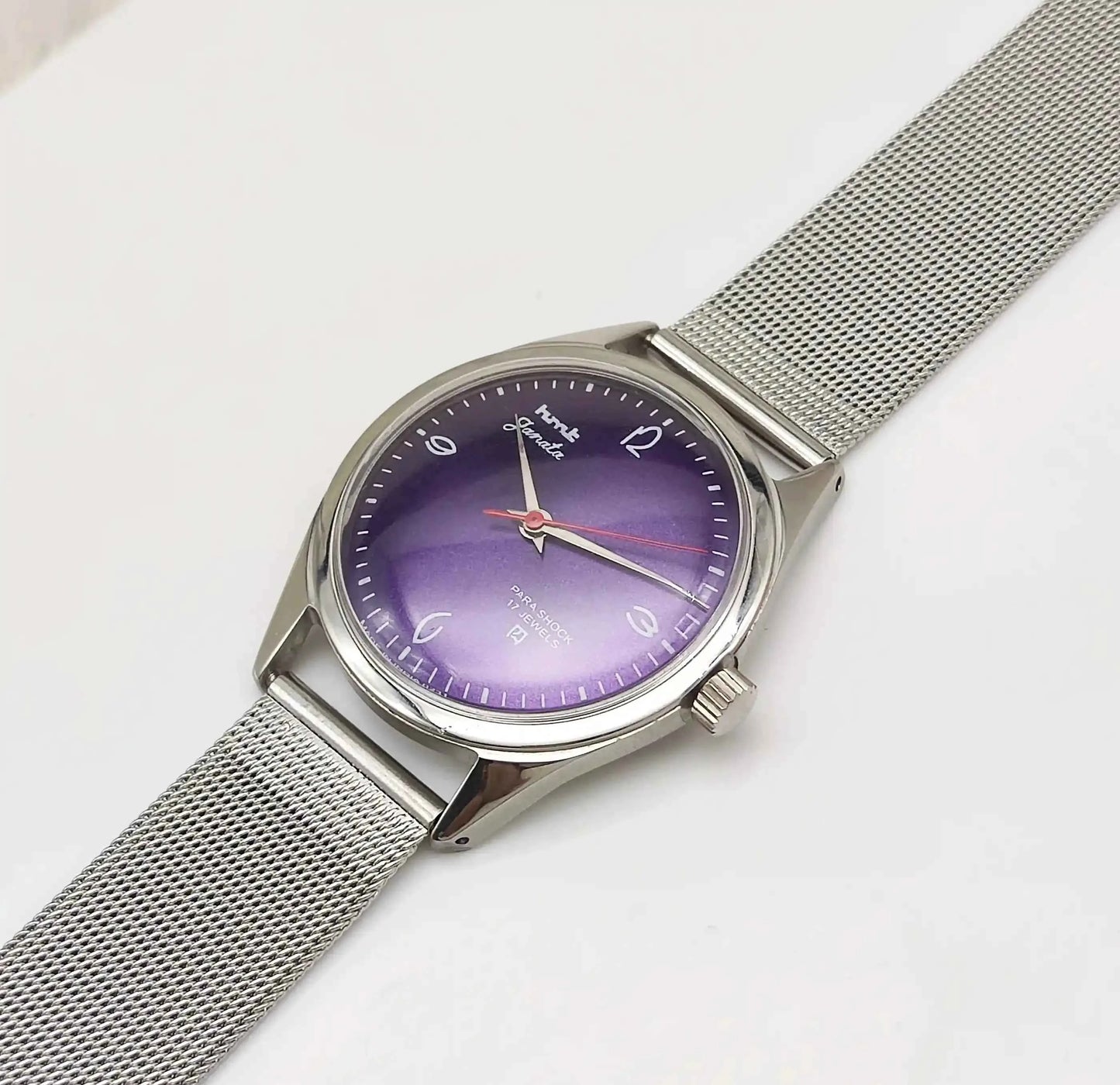 HMT Janata English Purple Dail 17 Jewels Mechanical Handwinding 0231