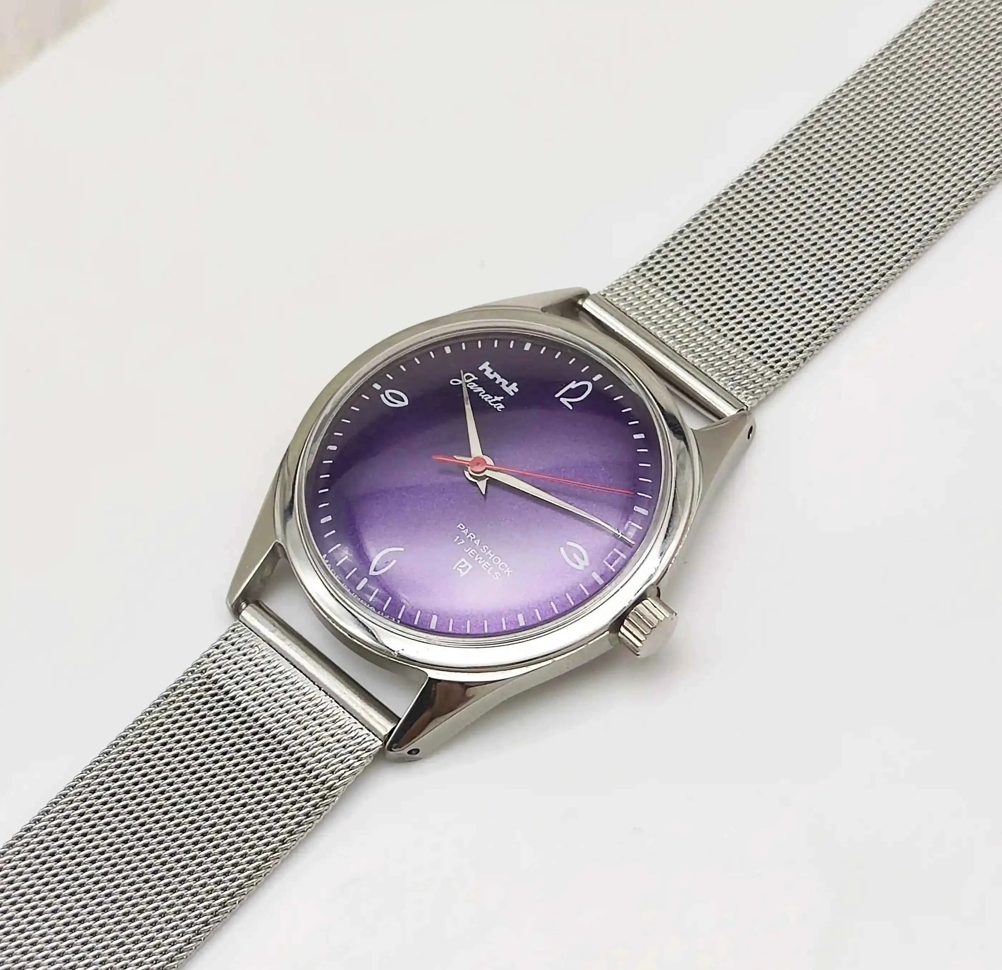 HMT Janata English Purple Dail 17 Jewels Mechanical Handwinding 0231