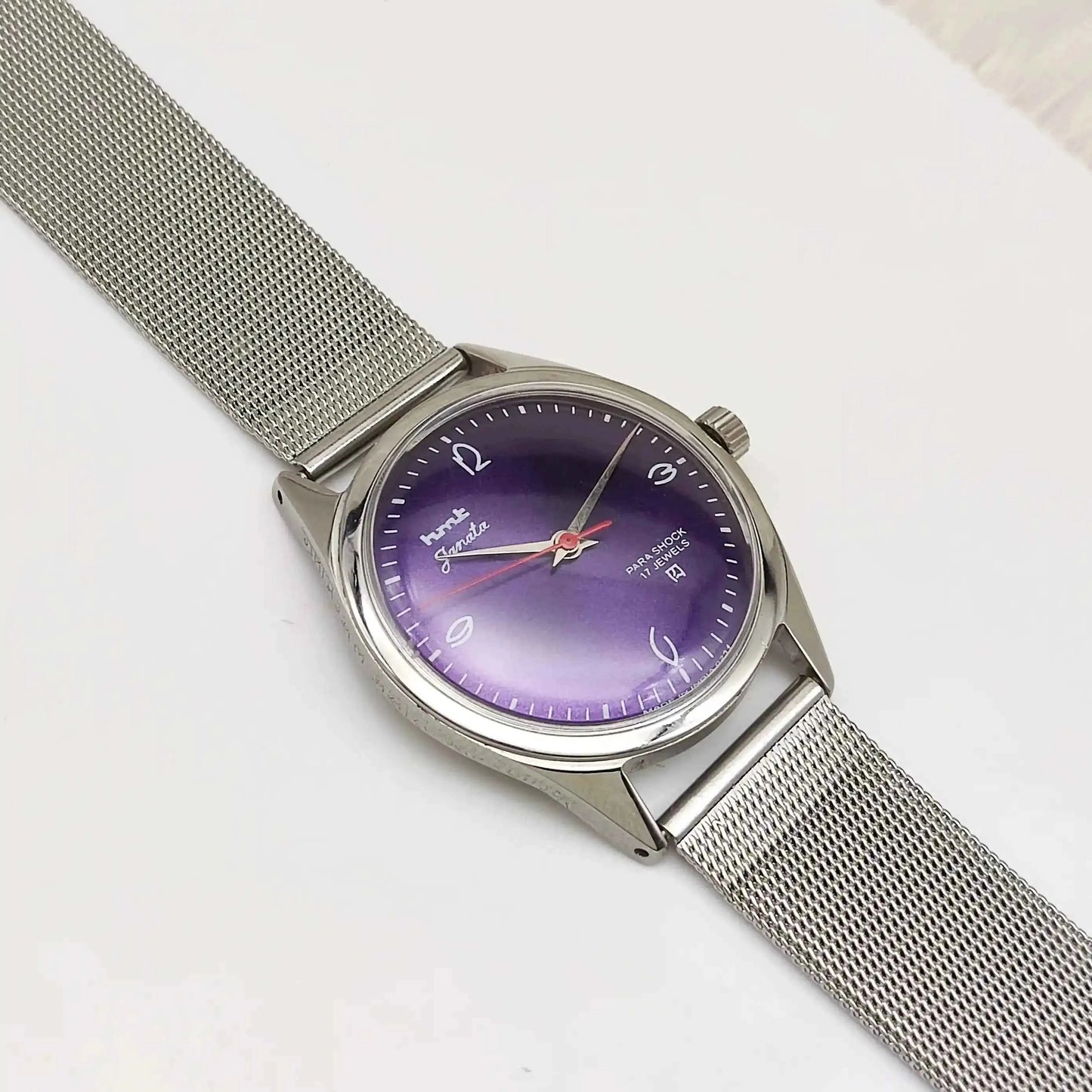 HMT Janata English Purple Dail 17 Jewels Mechanical Handwinding 0231