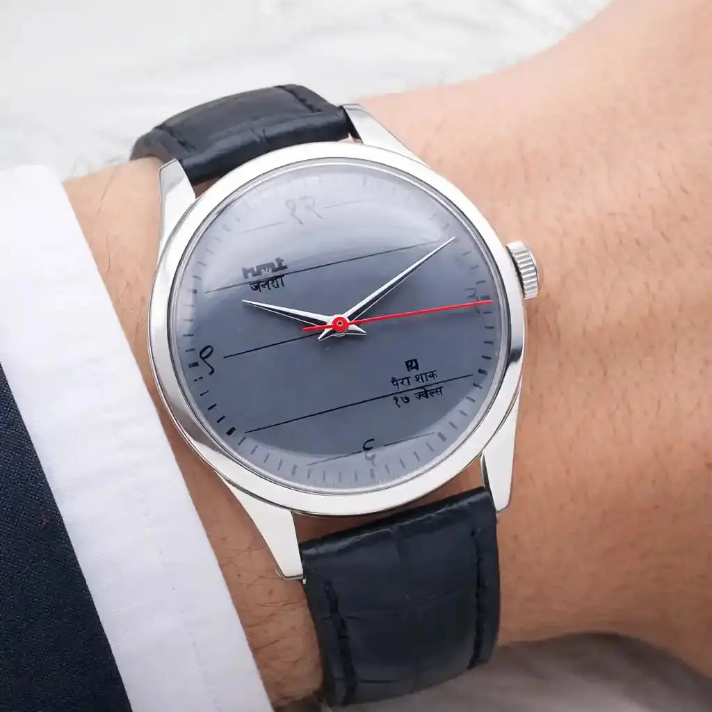 HMT Janata Gray Dial Devanagari Font 17 Jewels Handwinding Men's Watch Discover-Diamonds Physical