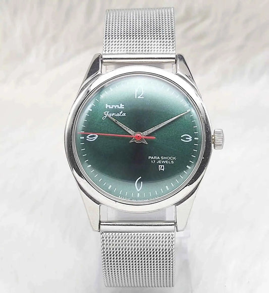 HMT Janata Green Dail Mechanical Handwinding 17 Jewels 0231 Discover-Diamonds Physical