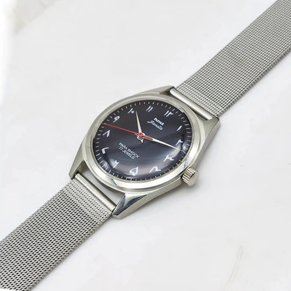 HMT Janata Handwinding 17 Jewels Arabic Black Dial Transparent Back