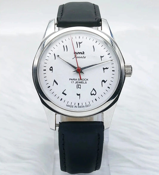 HMT Janata Handwinding 17 Jewels Arabic Font Transparent Back Mechanical Watch 0231 - Discover-Diamonds