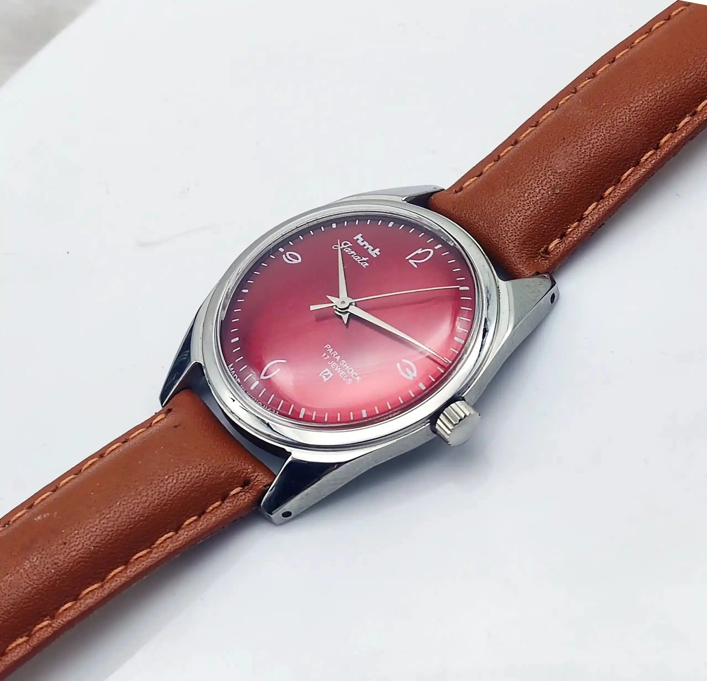HMT Janata Handwinding 17 Jewels Red Wine Dial