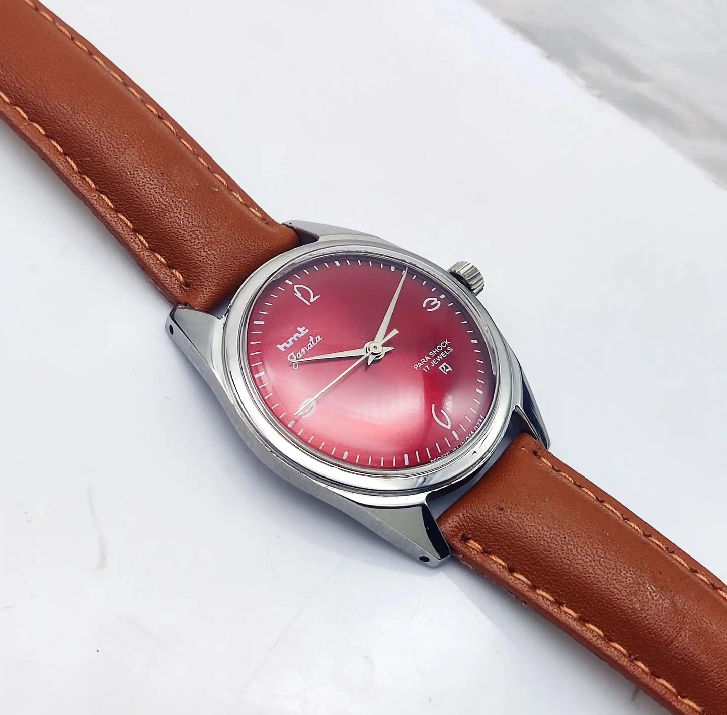 HMT Janata Handwinding 17 Jewels Red Wine Dial