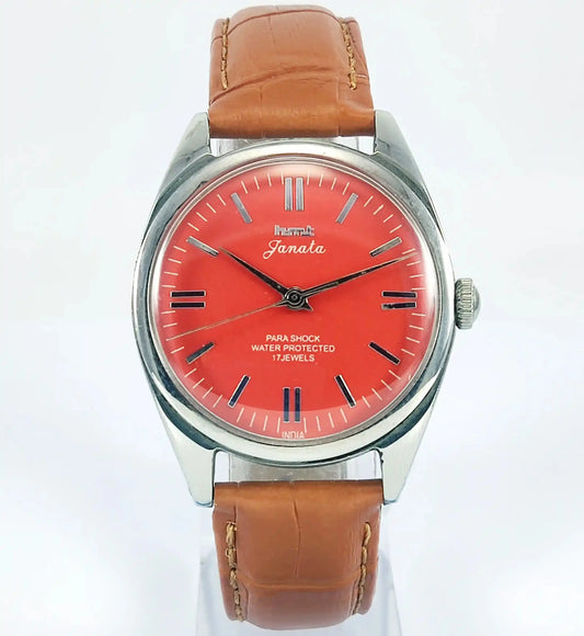 HMT Janata Orange Dial Para Shock 17 jewels Handwinding Discover-Diamonds Physical