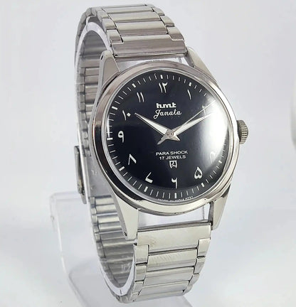 HMT Janata Para Shock 17 Jewels Arabic Dial Black Color Handwinding Discover-Diamonds Physical