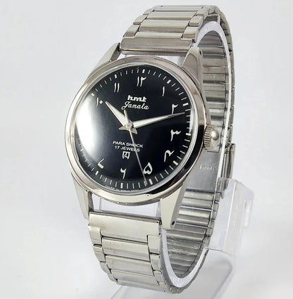 HMT Janata Para Shock 17 Jewels Arabic Dial Black Color Handwinding Discover-Diamonds Physical