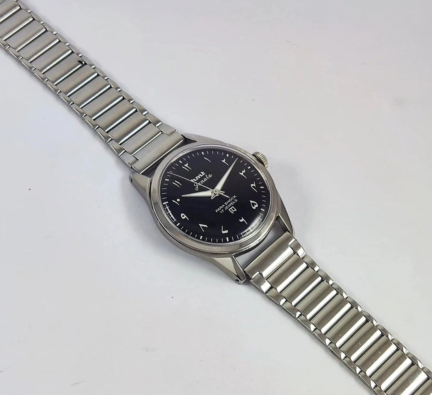 HMT Janata Para Shock 17 Jewels Arabic Dial Black Color Handwinding Discover-Diamonds Physical