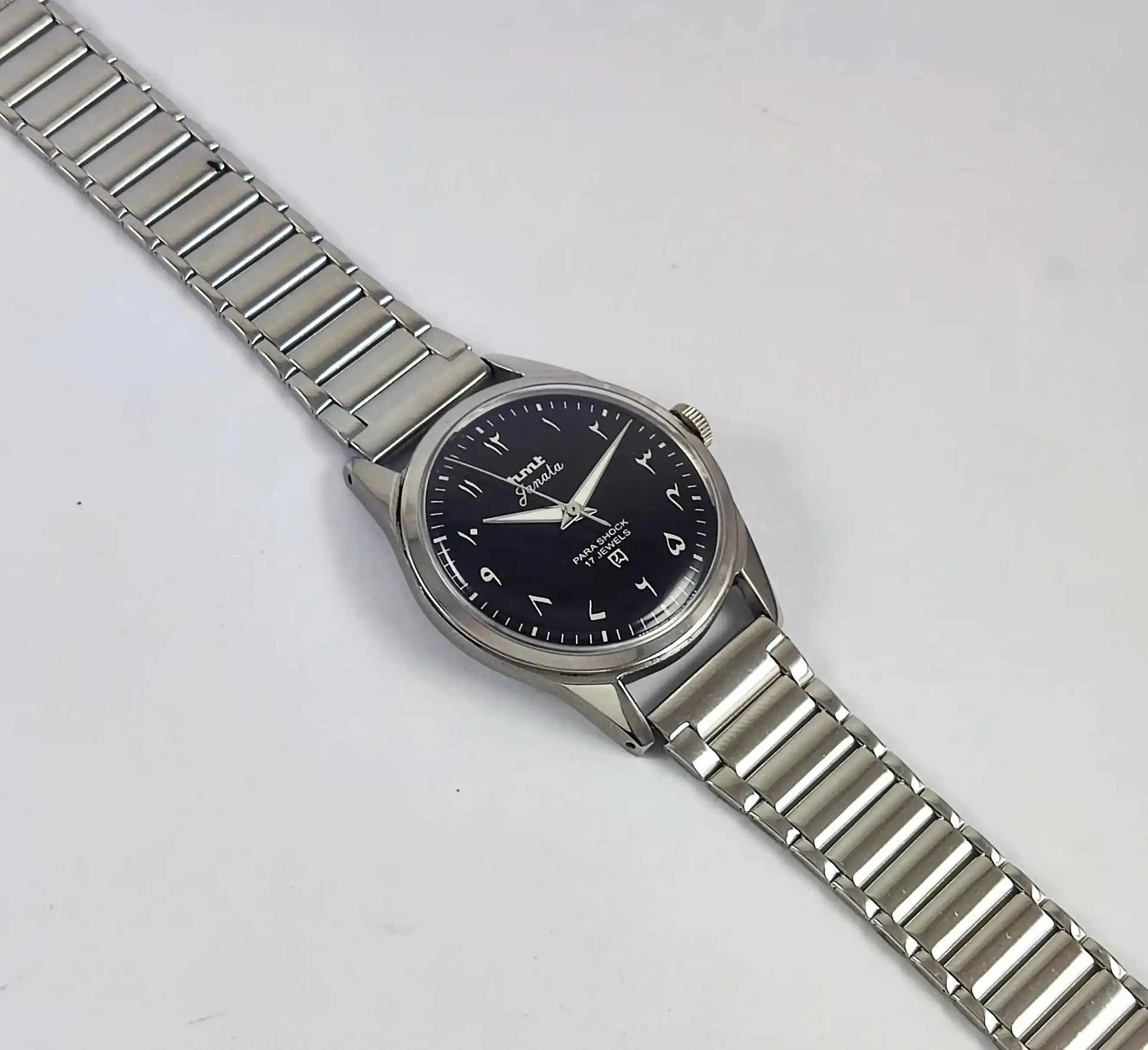HMT Janata Para Shock 17 Jewels Arabic Dial Black Color Handwinding Discover-Diamonds Physical