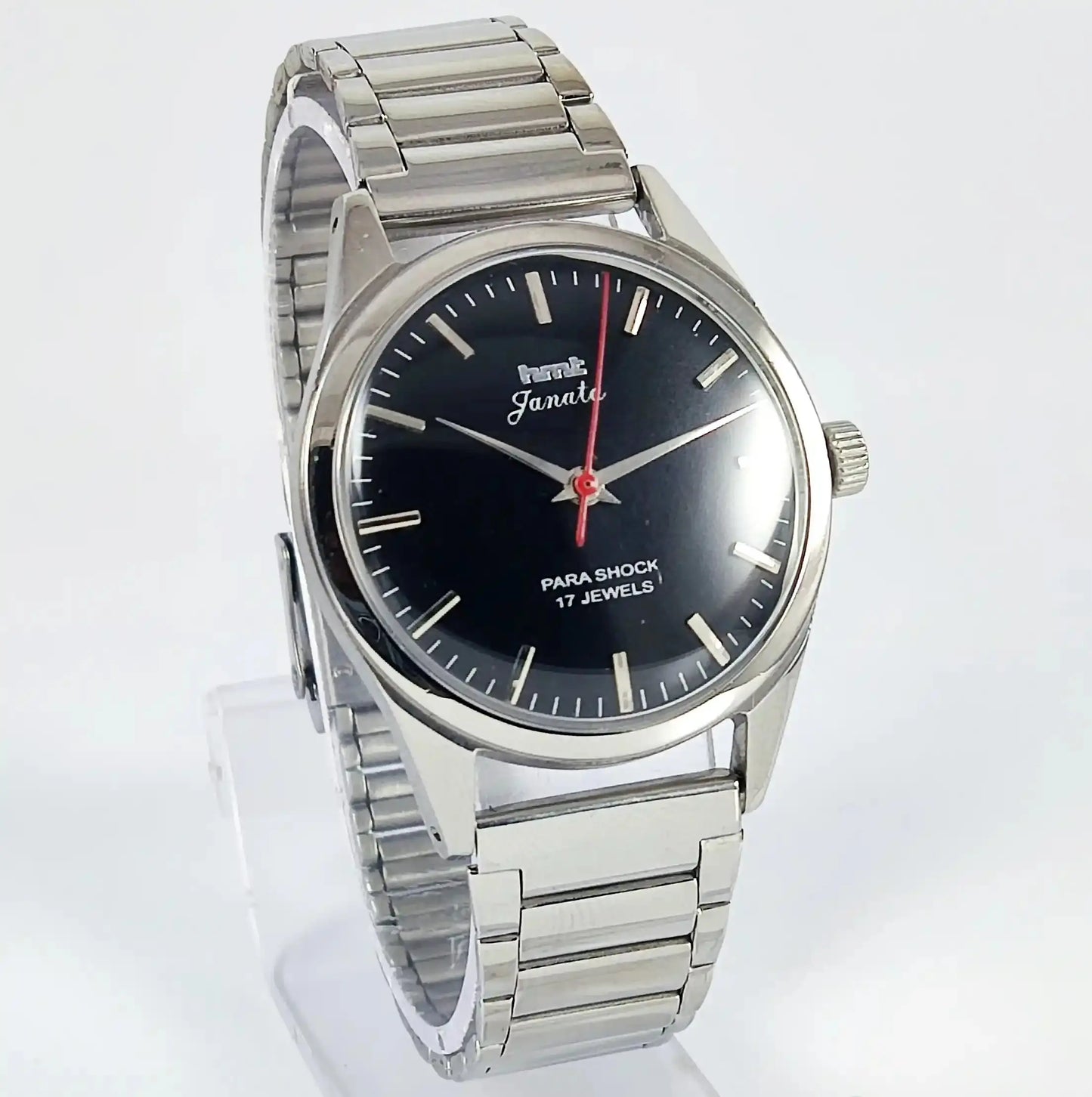 HMT Janata Para Shock 17 Jewels Black Dial Mechanical Handwinding Discover-Diamonds Physical
