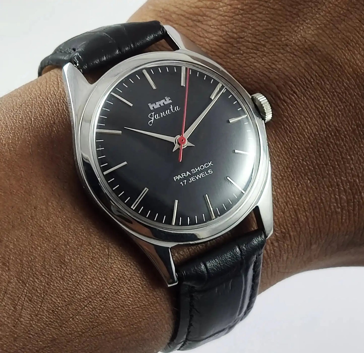 HMT Janata Para Shock 17 Jewels Black Dial Men's  Watch Discover-Diamonds