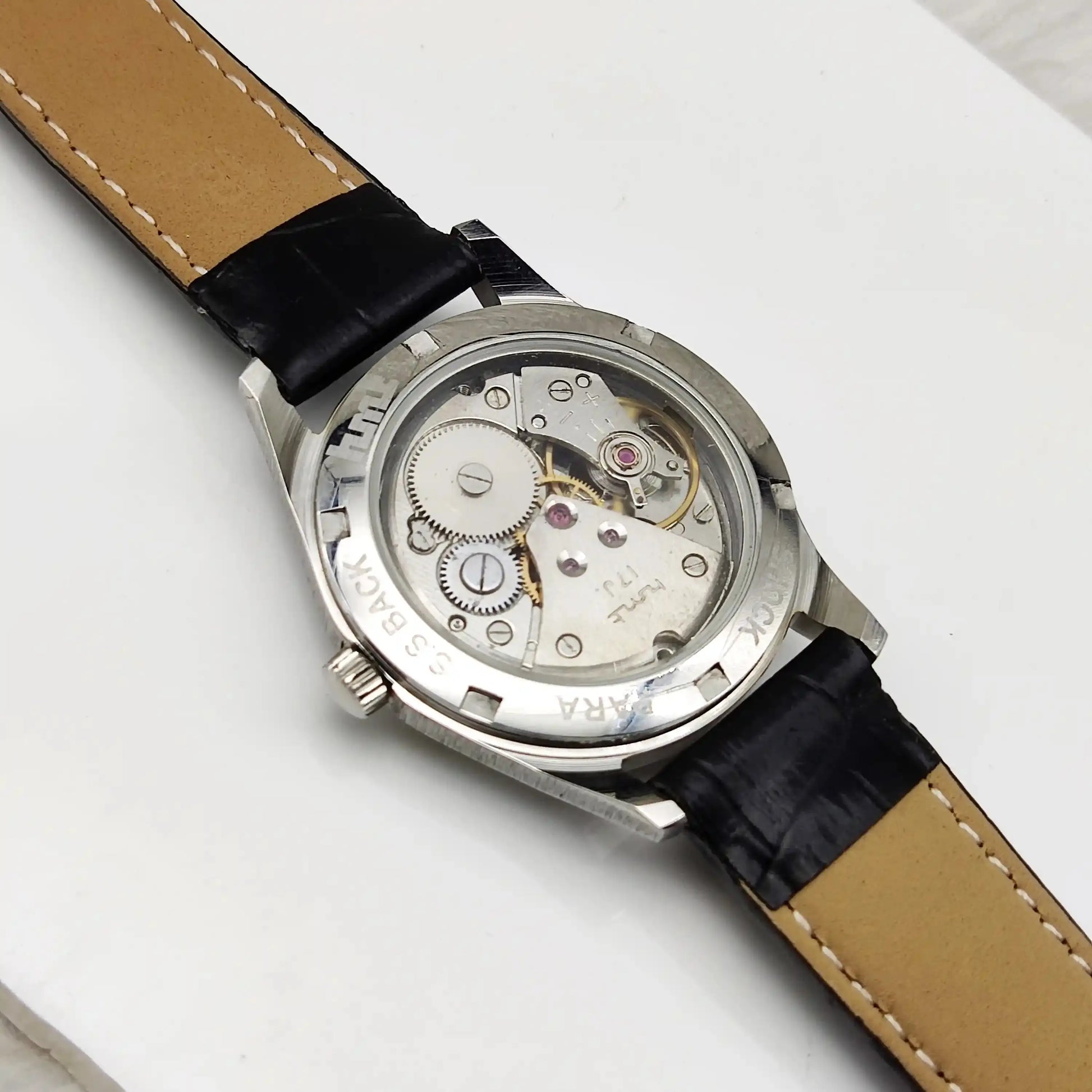 HMT Janata Para Shock 17 Jewels Gray Dial Transparent Back Handwinding 0231