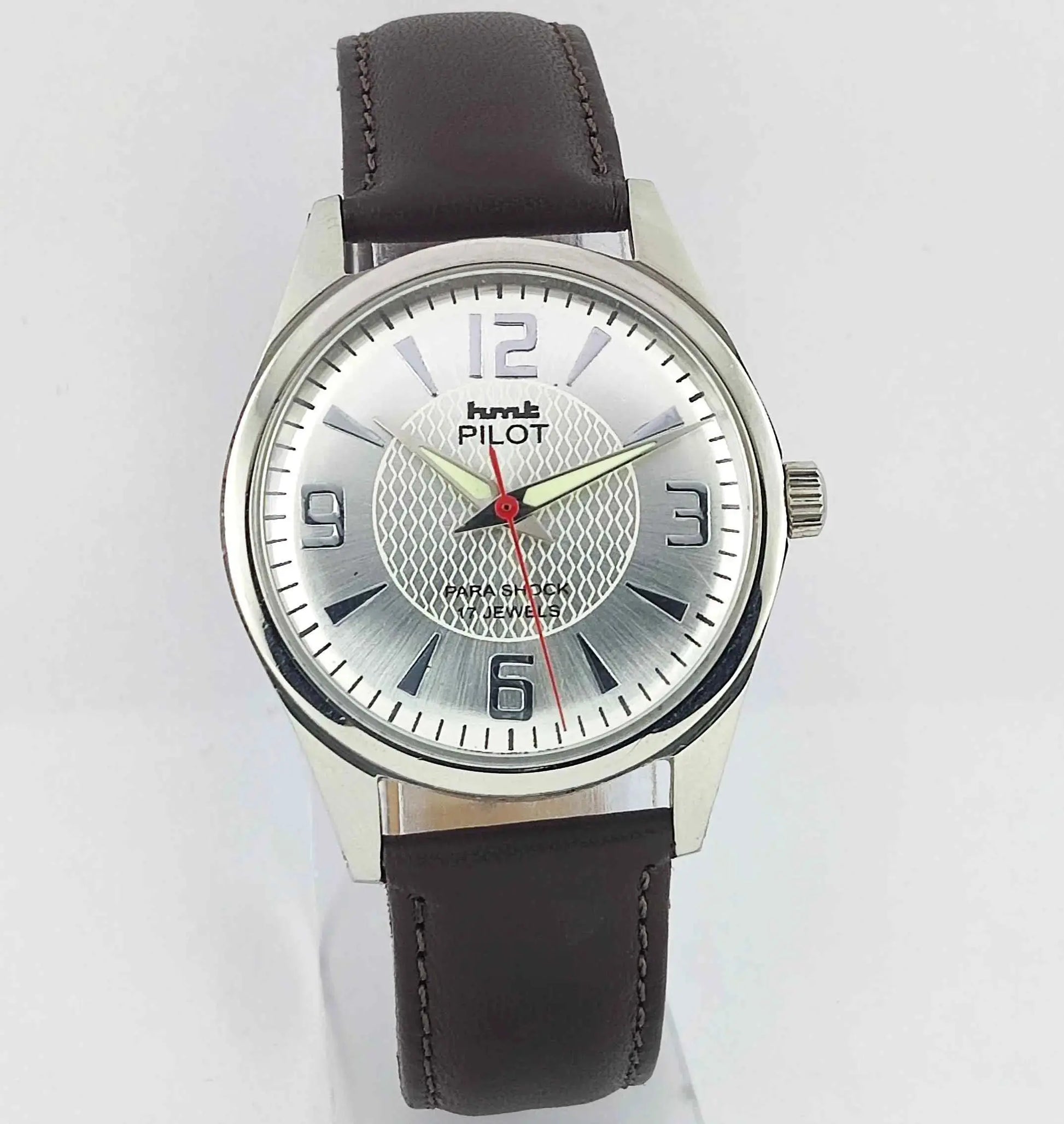 HMT Pilot Para Shock 17 Jewels Silver Dial Handwinding Men's Watch 0231 Discover-Diamonds