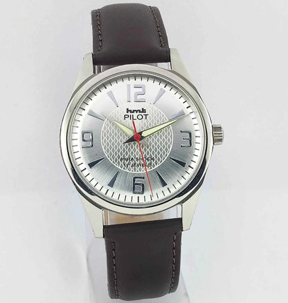 HMT Pilot Para Shock 17 Jewels Silver Dial Handwinding Men's Watch 0231 Discover-Diamonds
