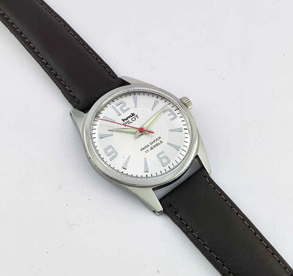 HMT Pilot Para Shock 17 Jewels Silver Dial Handwinding Men's Watch 0231 Discover-Diamonds