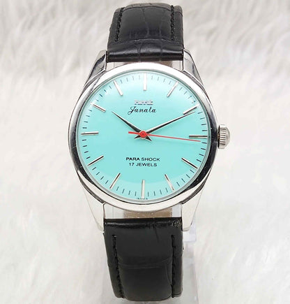 HMT Janata Para Shock 17 Jewels Men's Watch Turquoise Dial Handwinding