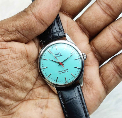 HMT Janata Para Shock 17 Jewels Men's Watch Turquoise Dial Handwinding