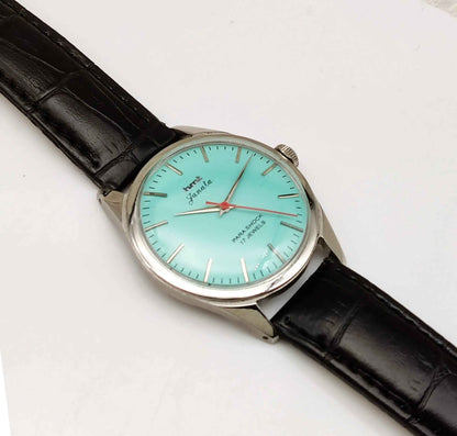 HMT Janata Para Shock 17 Jewels Men's Watch Turquoise Dial Handwinding