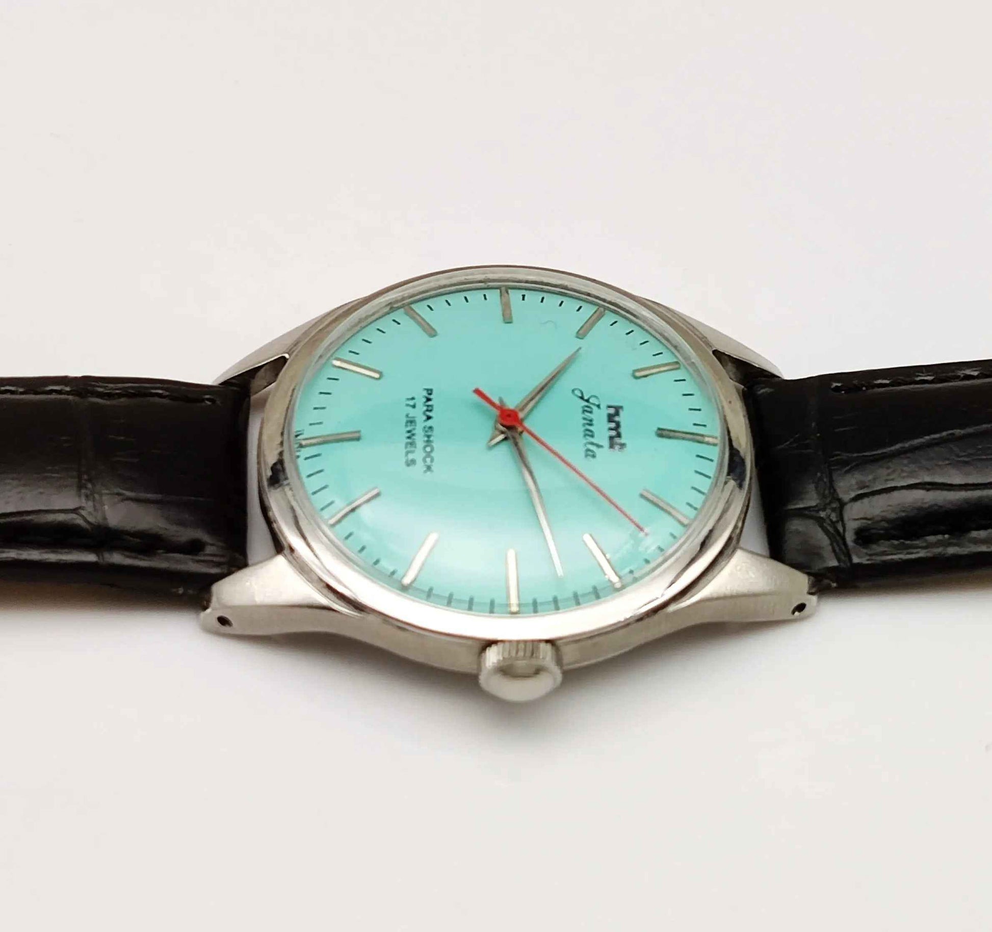 HMT Janata Para Shock 17 Jewels Men's Watch Turquoise Dial Handwinding