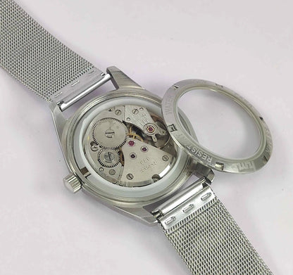 HMT Janata Para Shock 17 Jewels Radium Hands Black Devanagari Dial Transparent Back