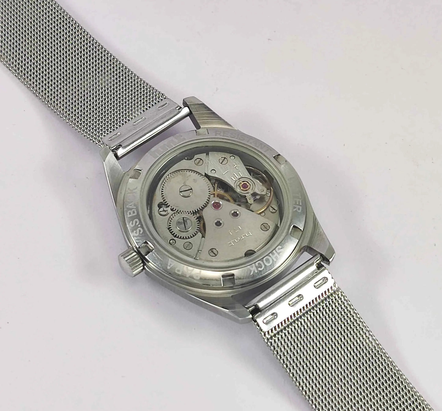 HMT Janata Para Shock 17 Jewels Radium Hands Black Devanagari Dial Transparent Back 2