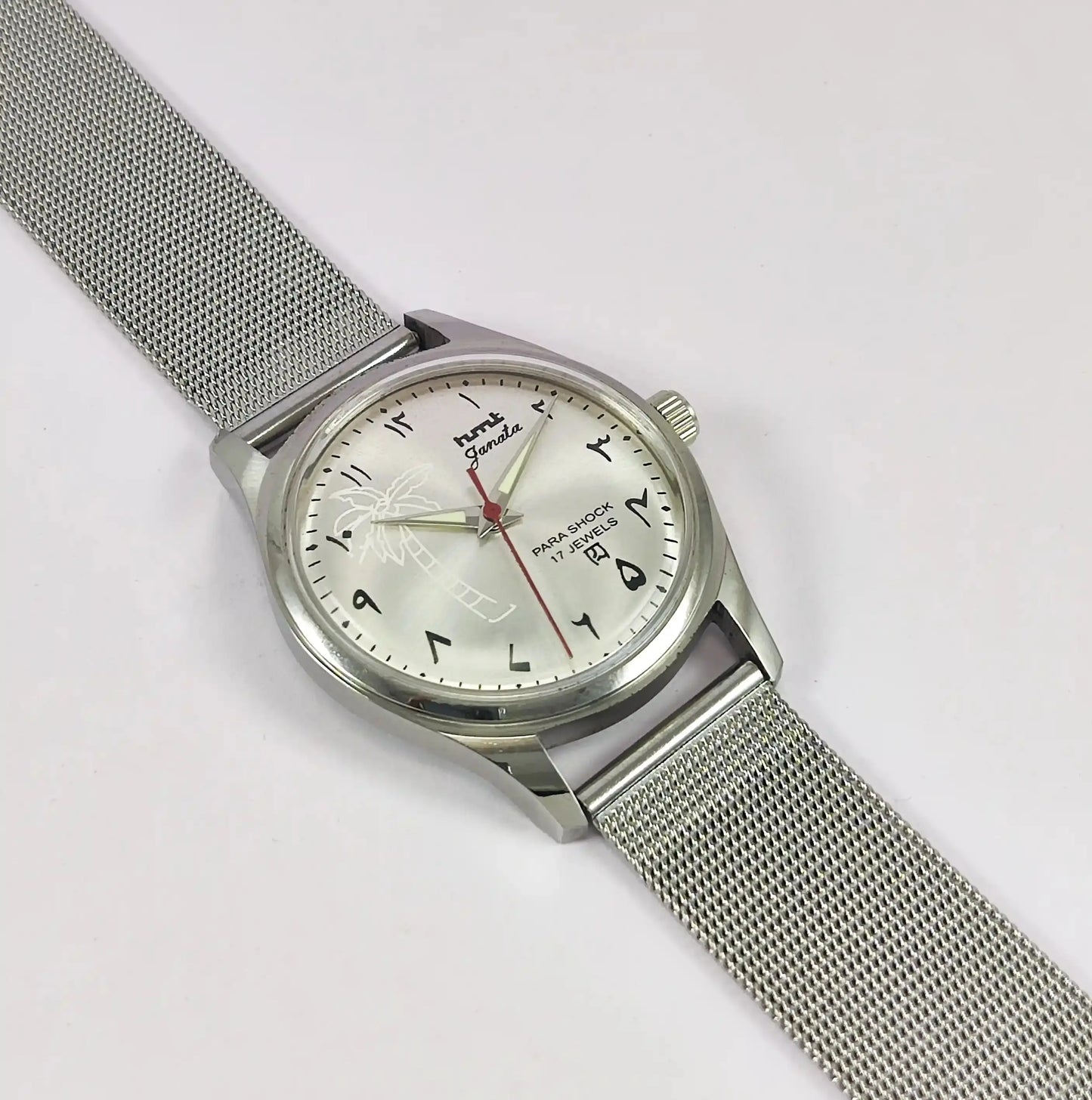 HMT Janata Para Shock 17 Jewels Silver Arabic Dial Handwinding Watch Discover-Diamonds