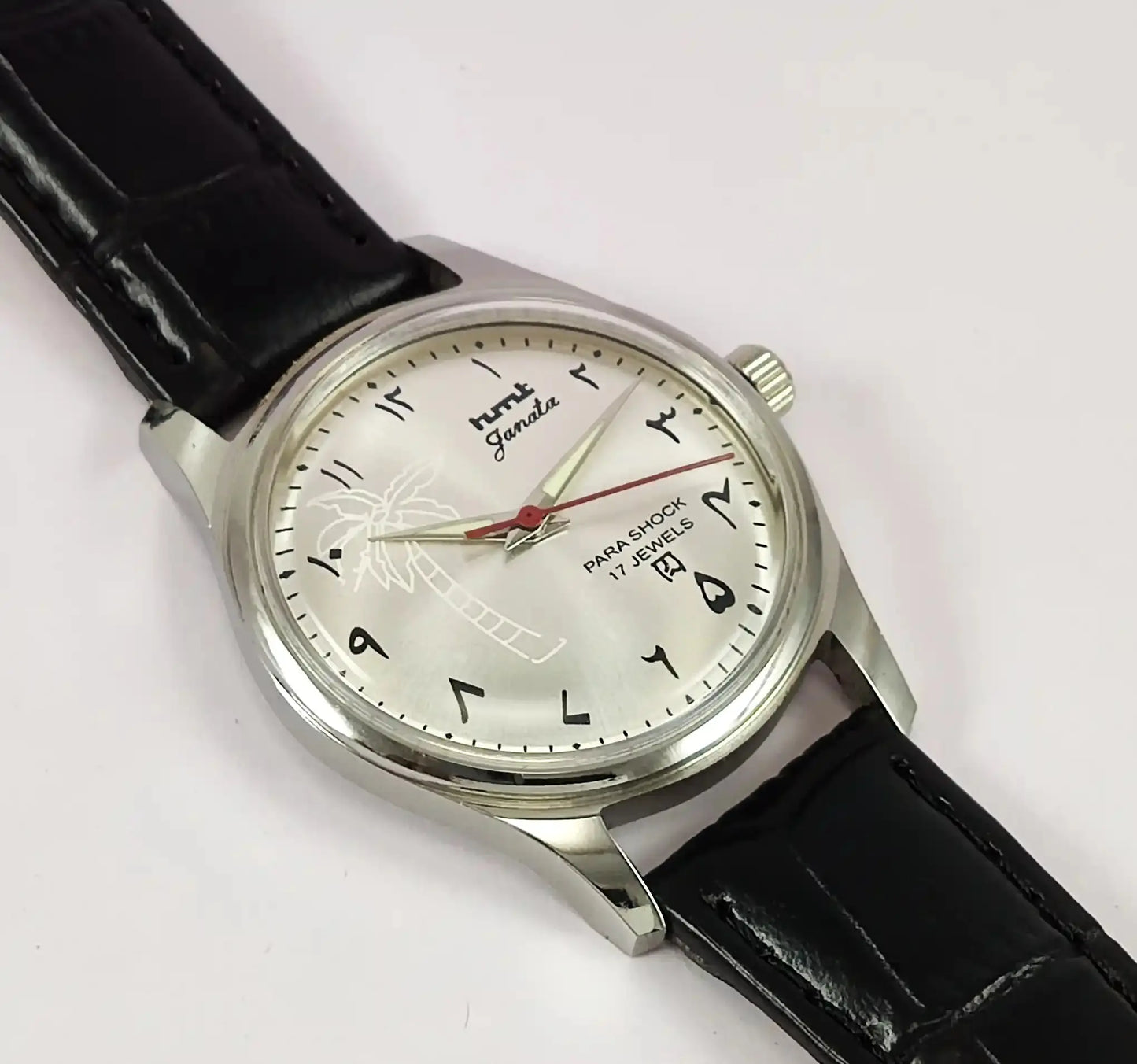 HMT Janata Para Shock 17 Jewels Silver Arabic Dial Watch Discover-Diamonds