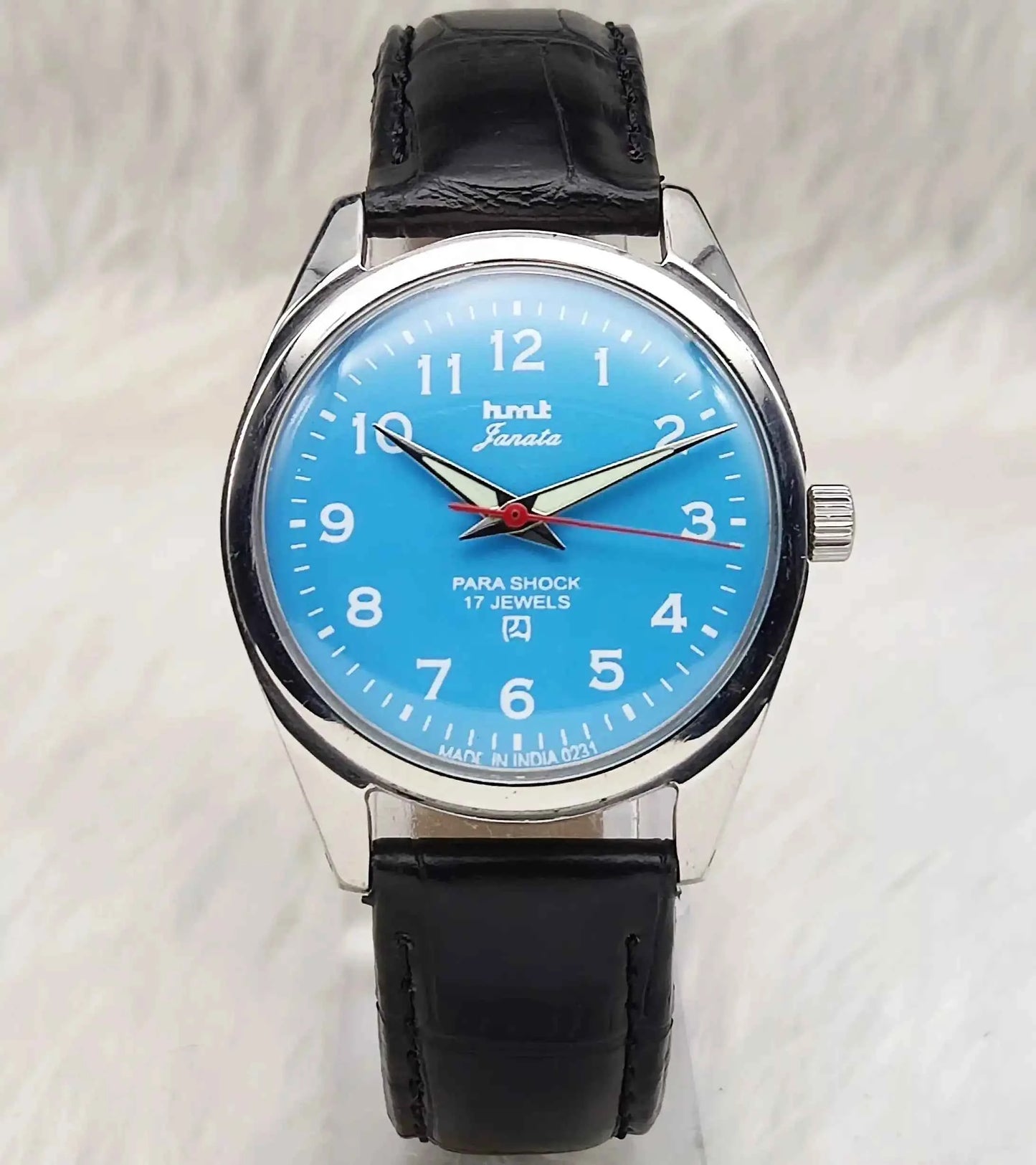 HMT Janata 17 Jewels Sky Blue Dial English Numerals Font Handwinding Watch