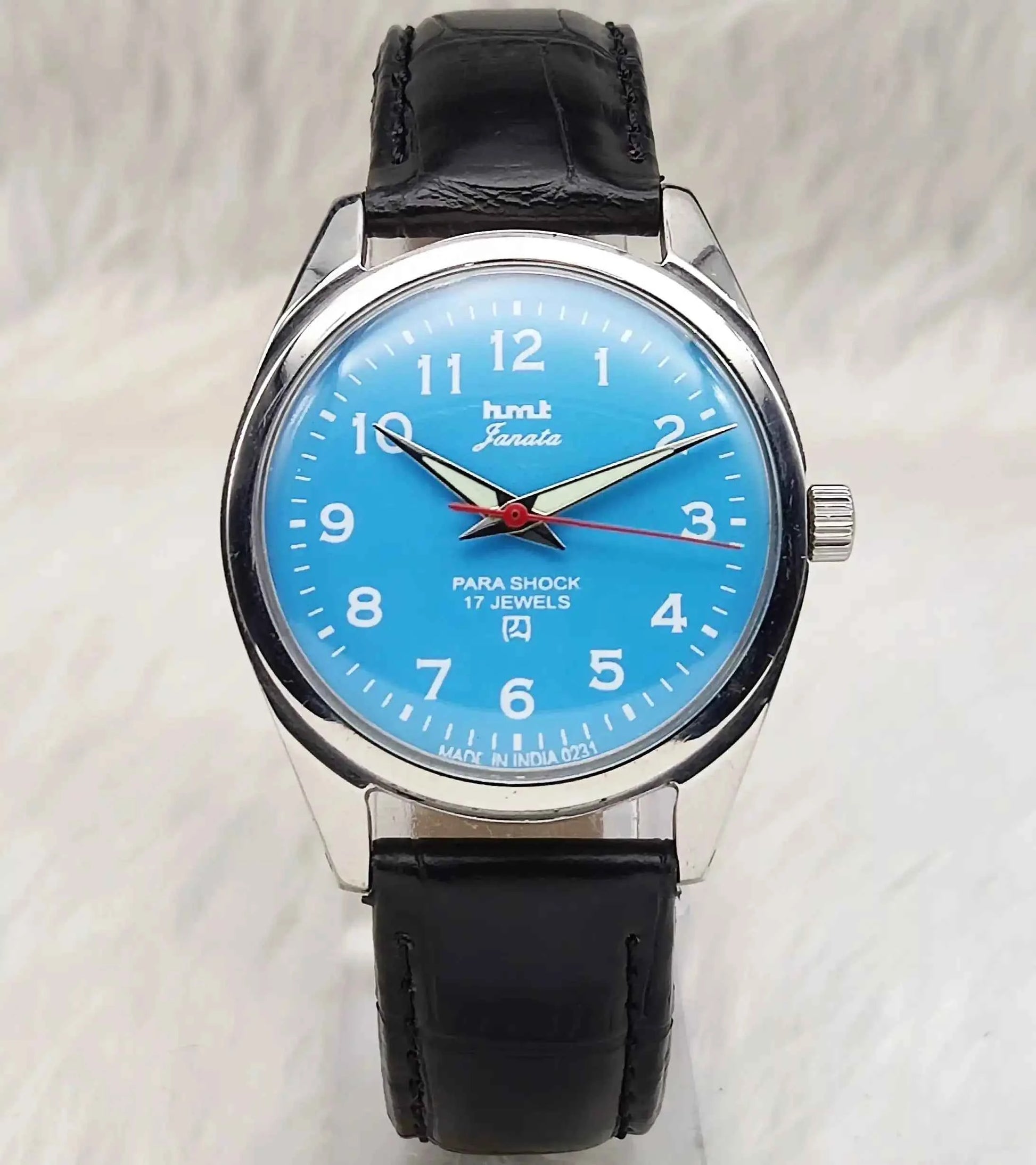 HMT Janata 17 Jewels Sky Blue Dial English Numerals Font Handwinding Watch