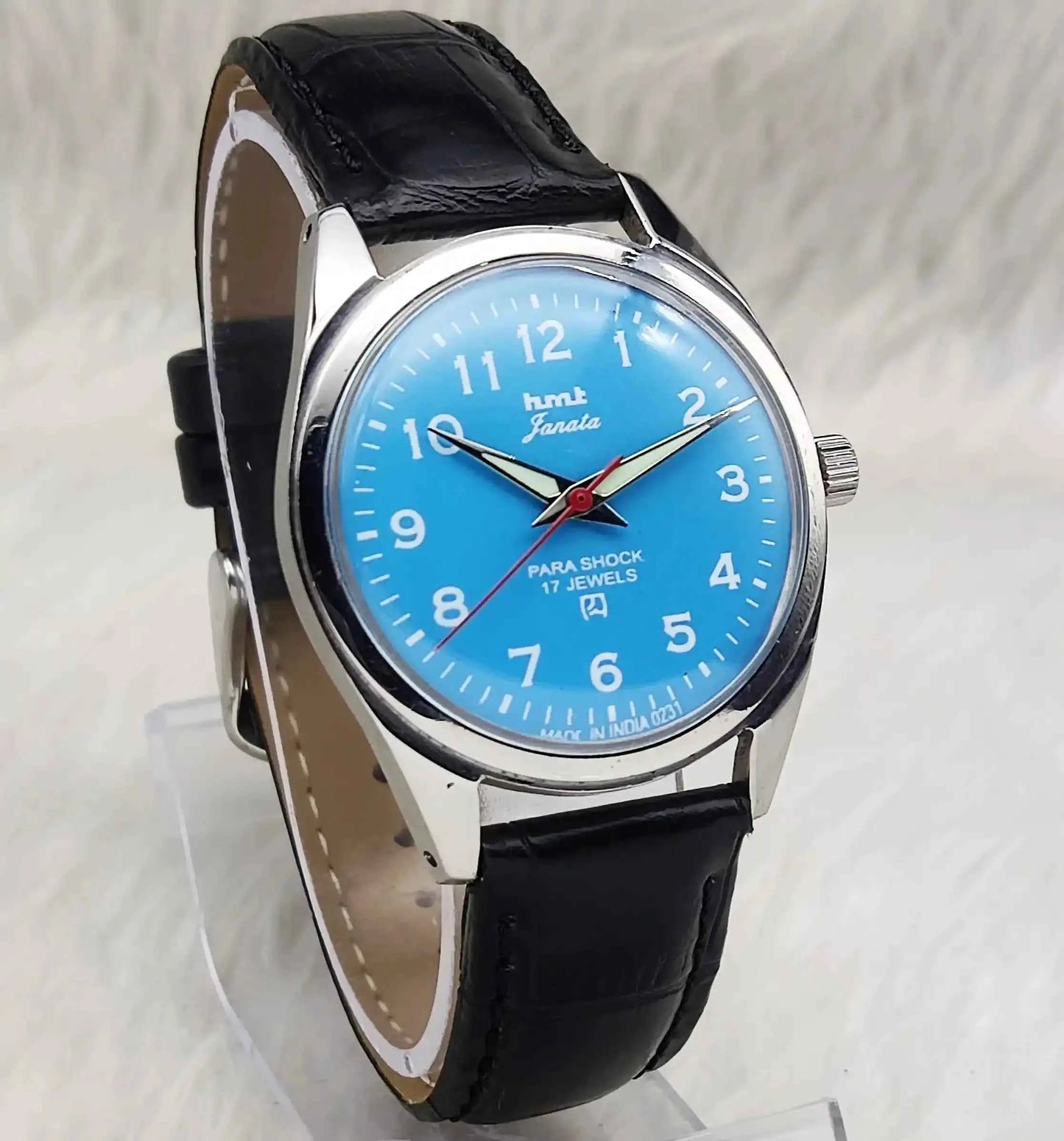 HMT Janata 17 Jewels Sky Blue Dial English Numerals Font Handwinding Watch