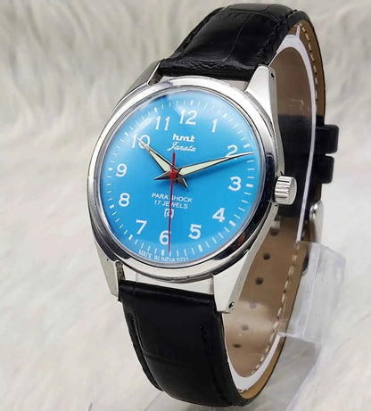 HMT Janata 17 Jewels Sky Blue Dial English Numerals Font Handwinding Watch