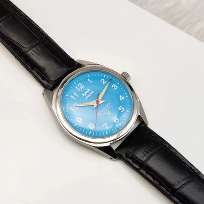 HMT Janata Para Shock 17 Jewels Sky Blue Dial English Font Handwinding Watch