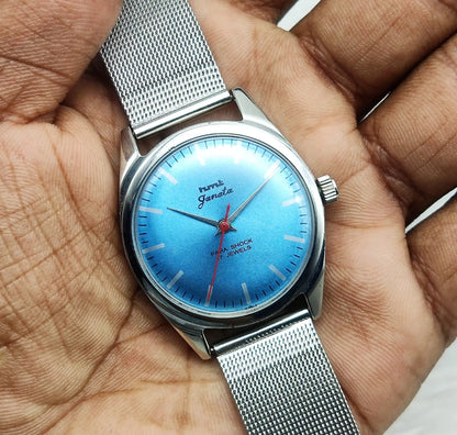 HMT Janata Para Shock 17 Jewels Sky Blue Dial Stick Indices Handwinding Watch