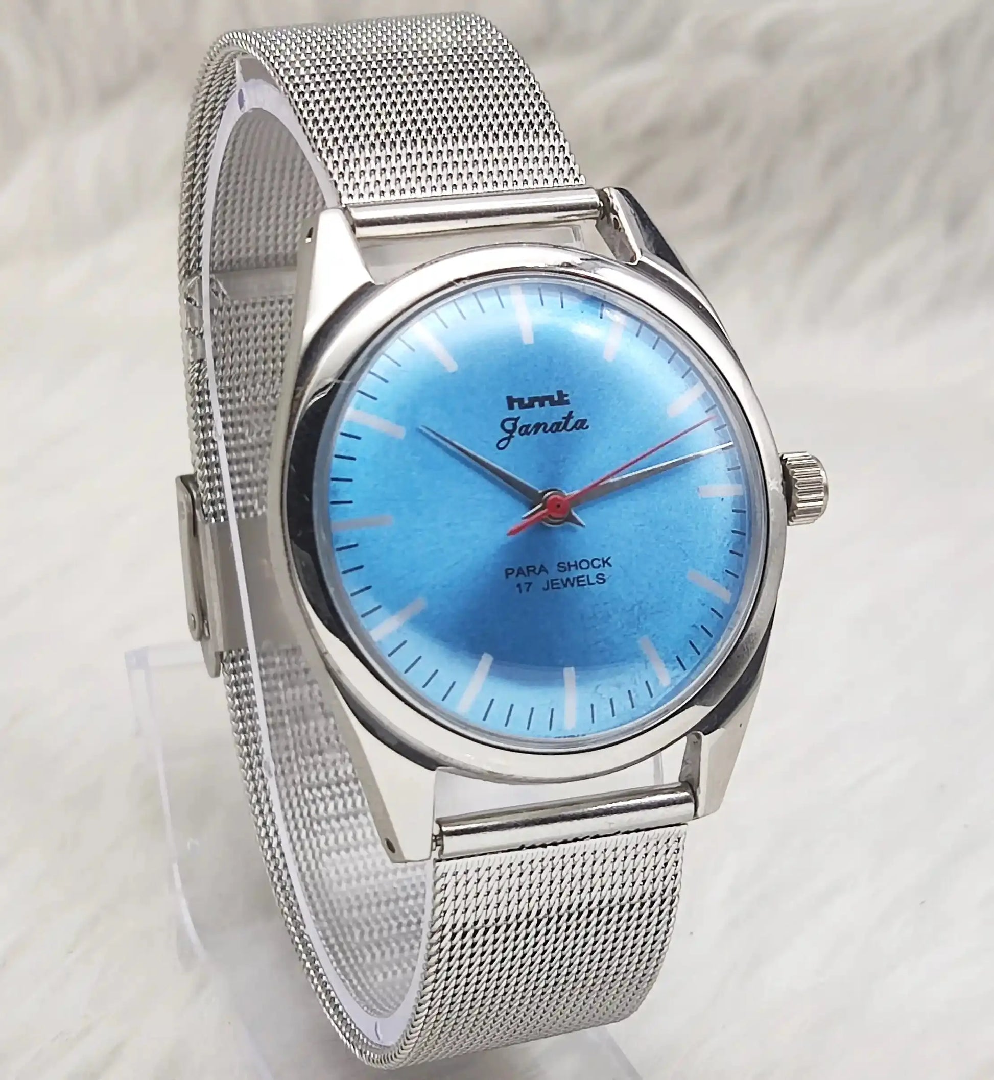 HMT Janata Para Shock 17 Jewels Sky Blue Dial Stick Indices Handwinding Watch