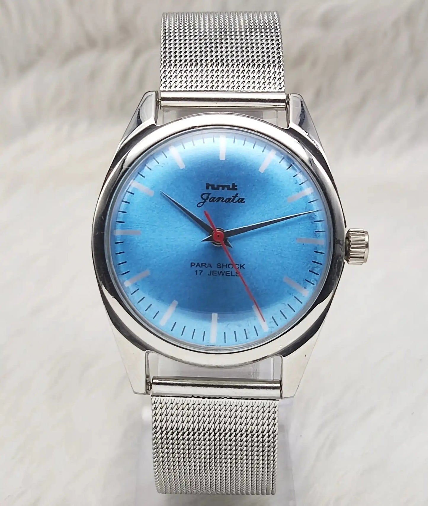 HMT Janata Para Shock 17 Jewels Sky Blue Dial Stick Indices Handwinding Watch