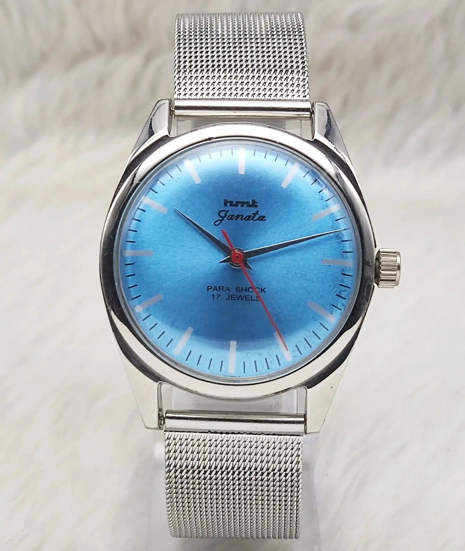HMT Janata Para Shock 17 Jewels Sky Blue Dial Stick Indices Handwinding Watch