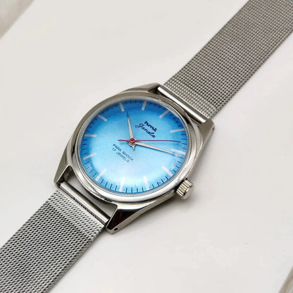 HMT Janata Para Shock 17 Jewels Sky Blue Dial Stick Indices Handwinding Watch