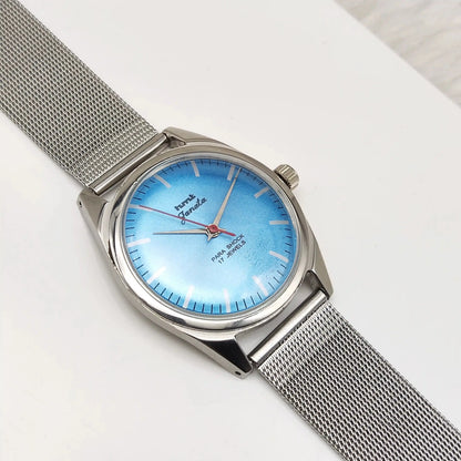 HMT Janata Para Shock 17 Jewels Sky Blue Dial Stick Indices Handwinding Watch