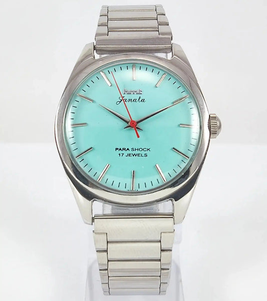 HMT Janata Para Shock 17 Jewels Turquoise Dial Handwinding 0231 - Discover-Diamonds