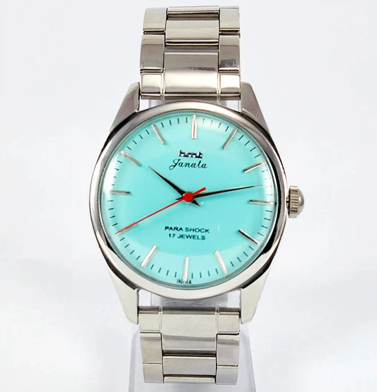 HMT Janata Para Shock 17 Jewels Turquoise Dial Handwinding - Discover-Diamonds