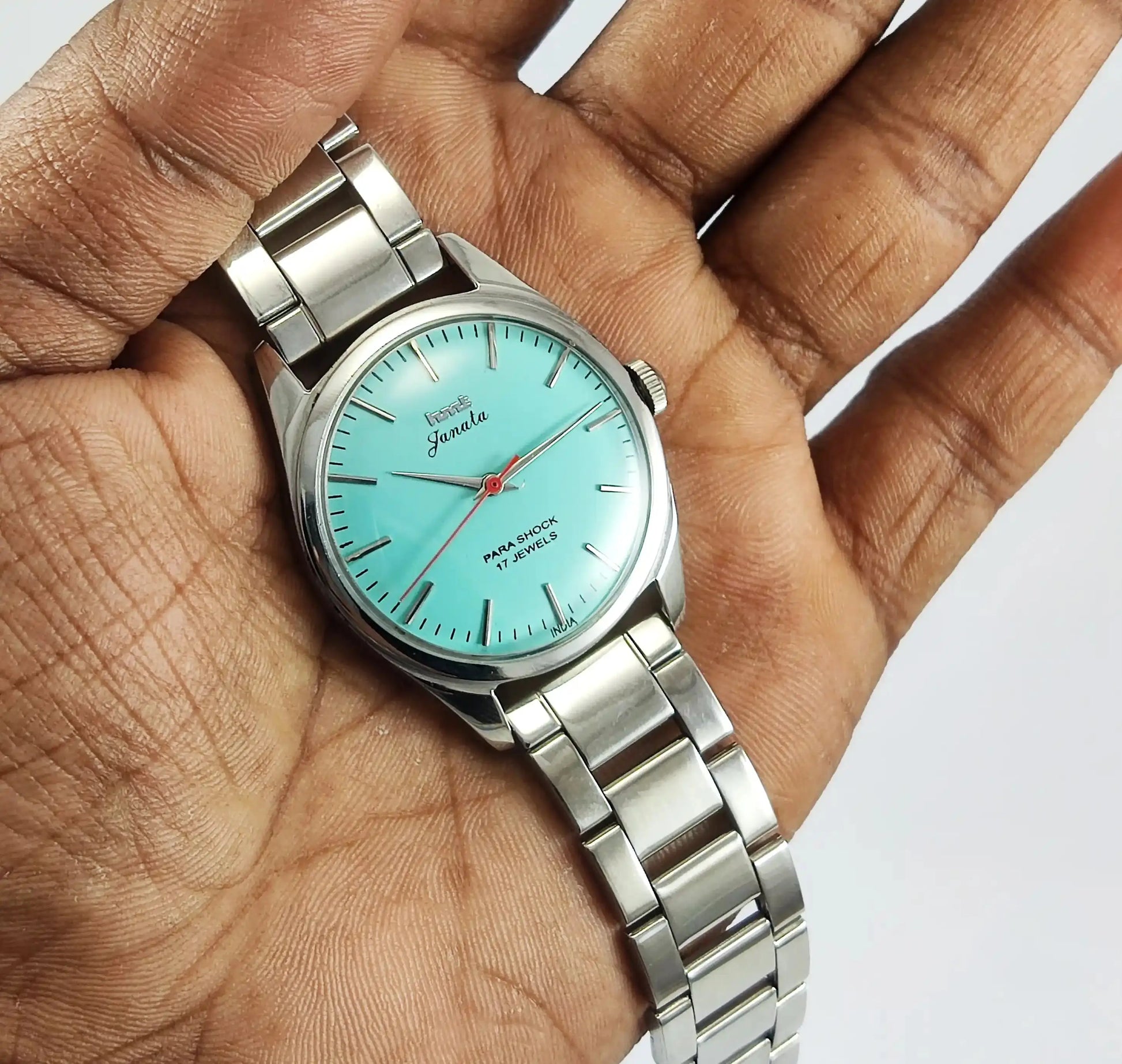 HMT Janata Para Shock 17 Jewels Turquoise Dial Handwinding - Discover-Diamonds