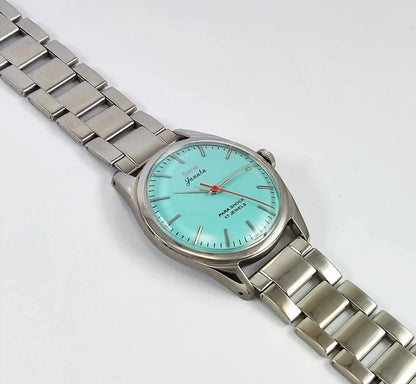 HMT Janata Para Shock 17 Jewels Turquoise Dial Handwinding - Discover-Diamonds