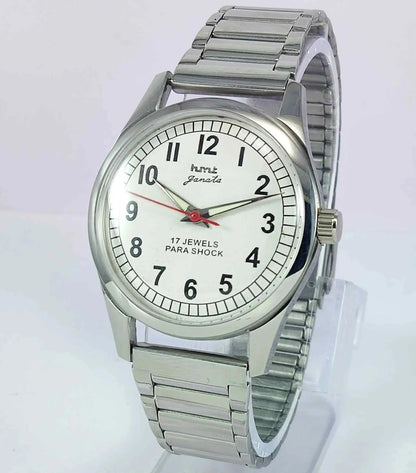 HMT Pilot Para Shock 17 Jewels White Dial Transparent back Mechanical Handwinding Men's Watch 0231 Discover-Diamonds