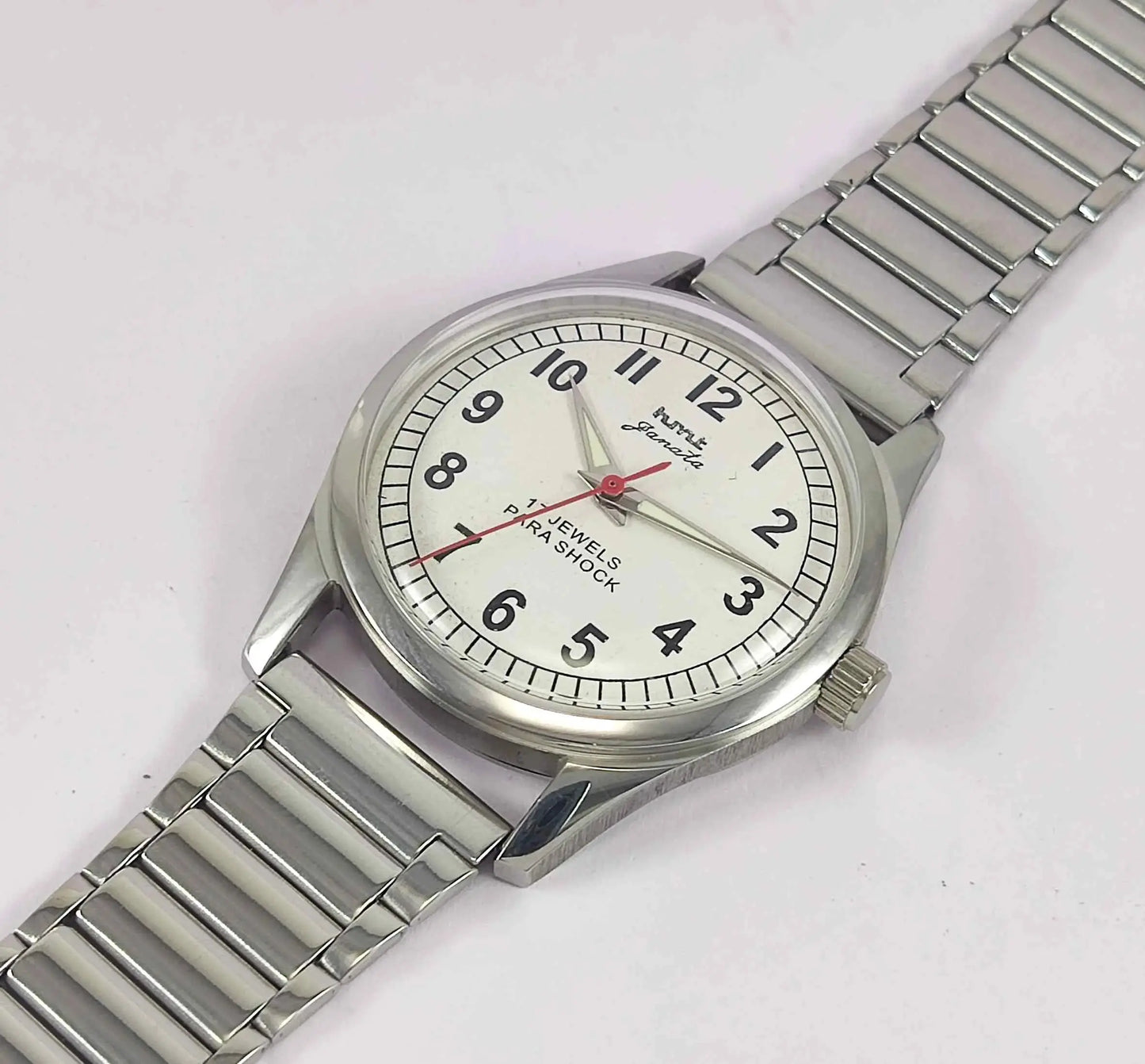 HMT Pilot Para Shock 17 Jewels White Dial Mechanical Handwinding Men's Watch 0231 Discover-Diamonds