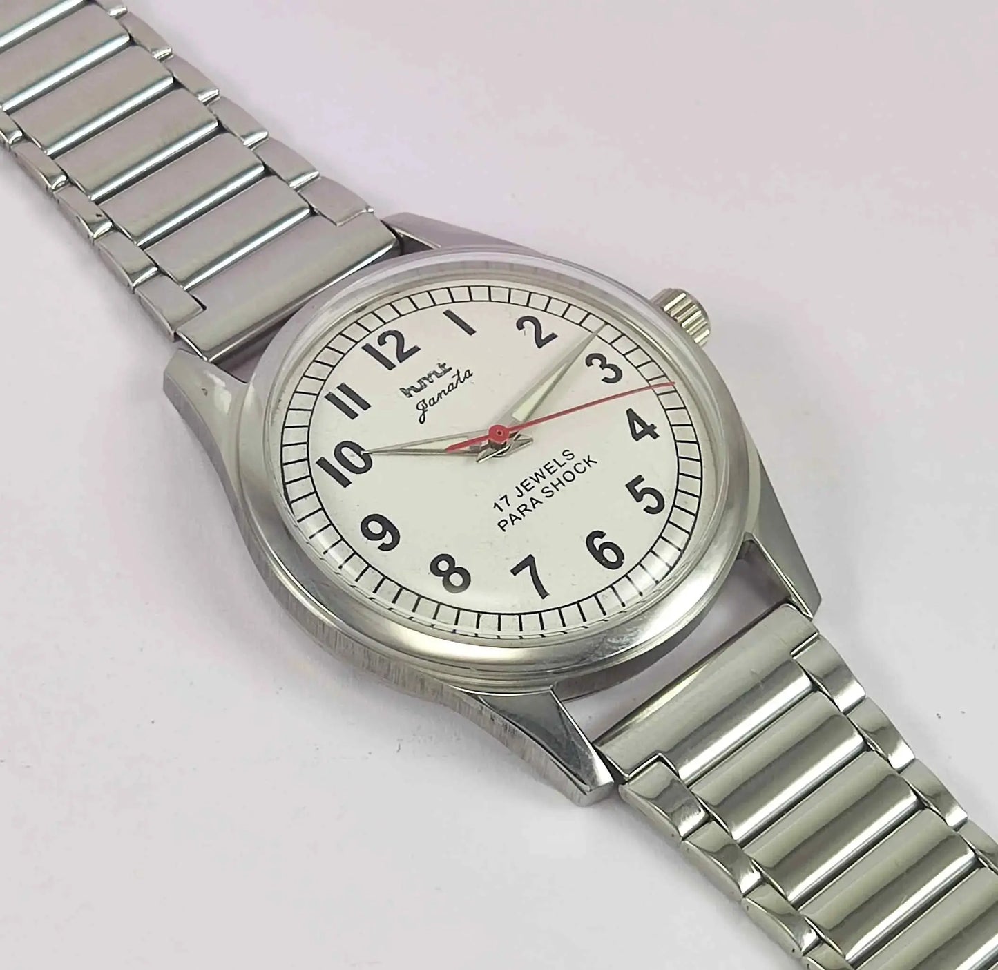 HMT Pilot Para Shock 17 Jewels White Dial Mechanical Handwinding Men's Watch 0231 Discover-Diamonds
