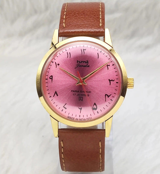 HMT Janata Pink Arabic Font Dial Para Shock 17 Jewels Handwinding