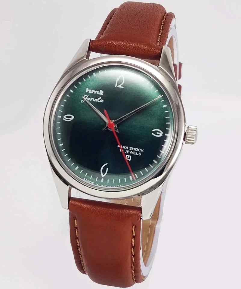 HMT Janata Para Shock 17 Jewels Green Dial Handwinding Men's Watch 0231 Discover-Diamonds
