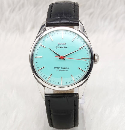 HMT Janata Para Shock 17 Jewels Men's Watch Turquoise Dial Handwinding Discover-Diamonds Physical